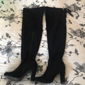 Thigh-high tie up boots